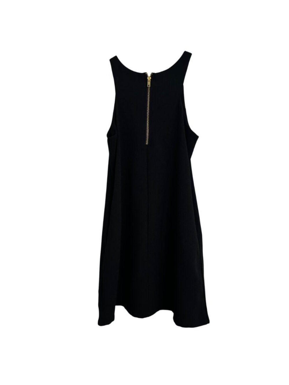 Brigitte Bailey Black Sleeveless A-Line Dress Gold Back Zipper Preppy Old Money - Picture 3 of 8
